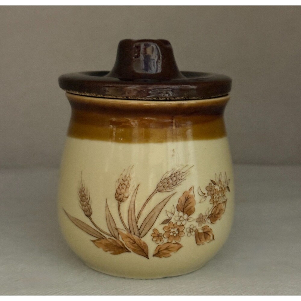 Vintage Wheat Pattern 1970’s Stoneware Sugar Bowls With Lid Set of 4, NO FLAWS